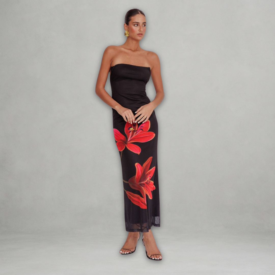 Eva | Vestito senza spalline con fiori