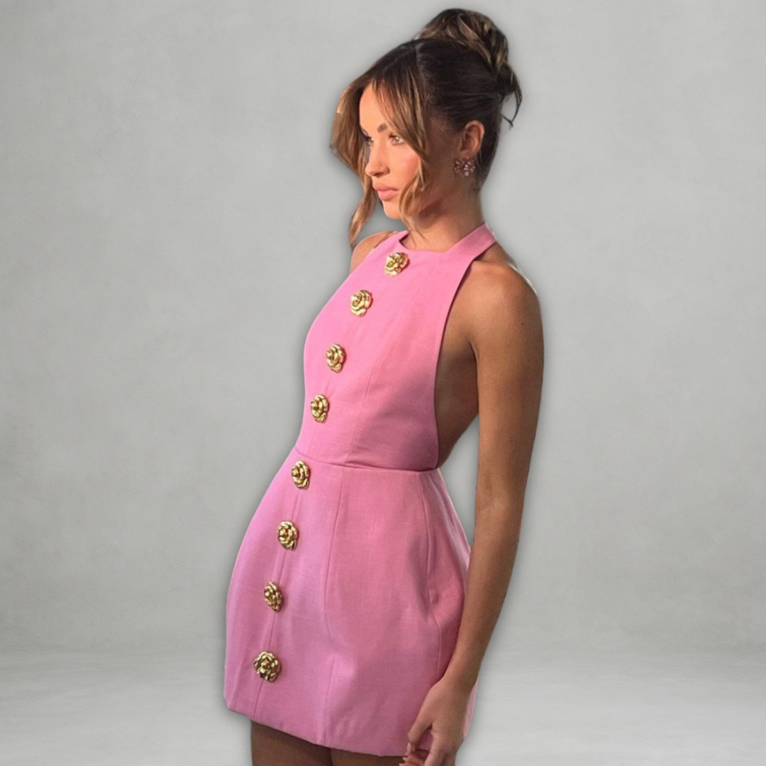 Ilaria | Vestito con rose d'oro
