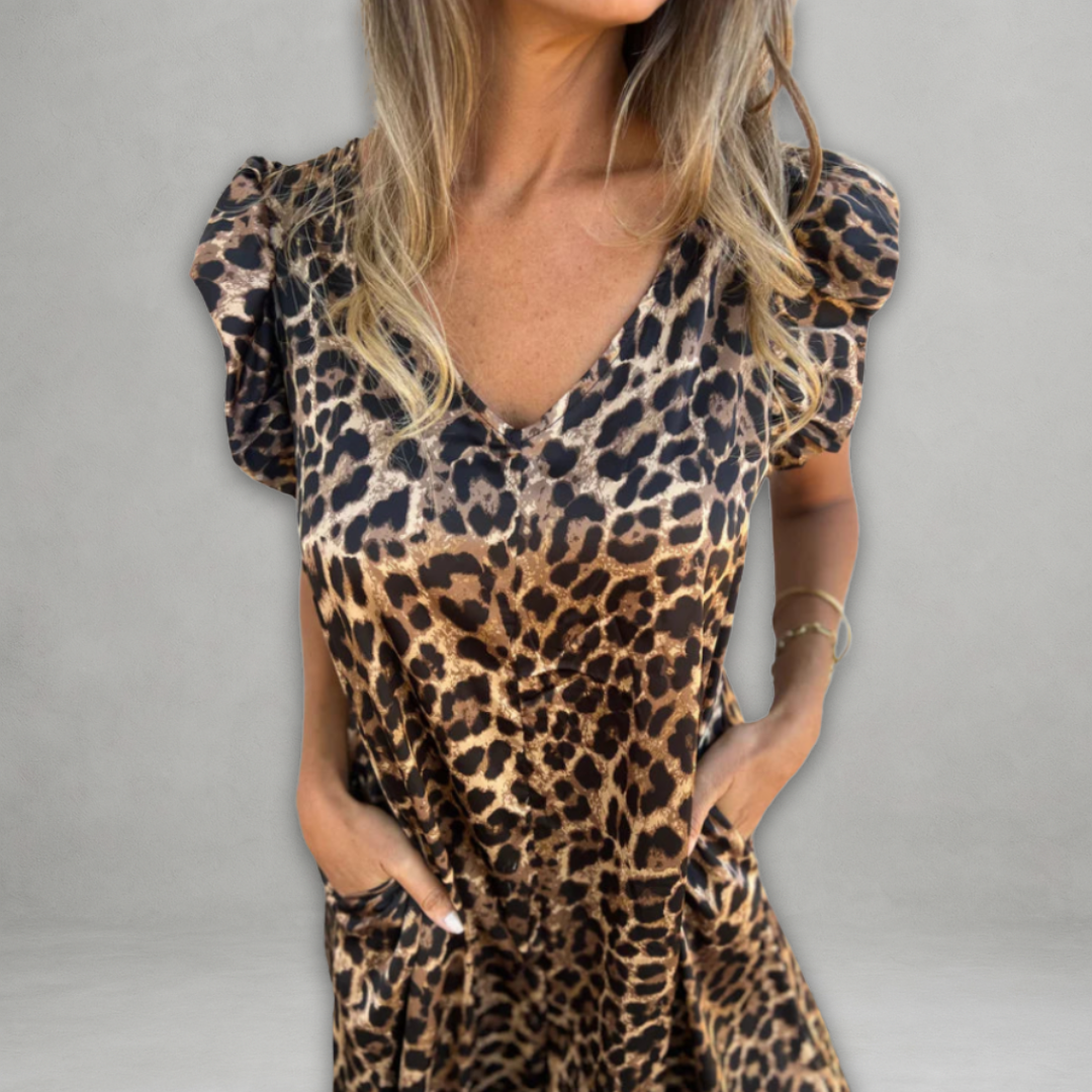 Ada | Vestito leopardato con scollo a V