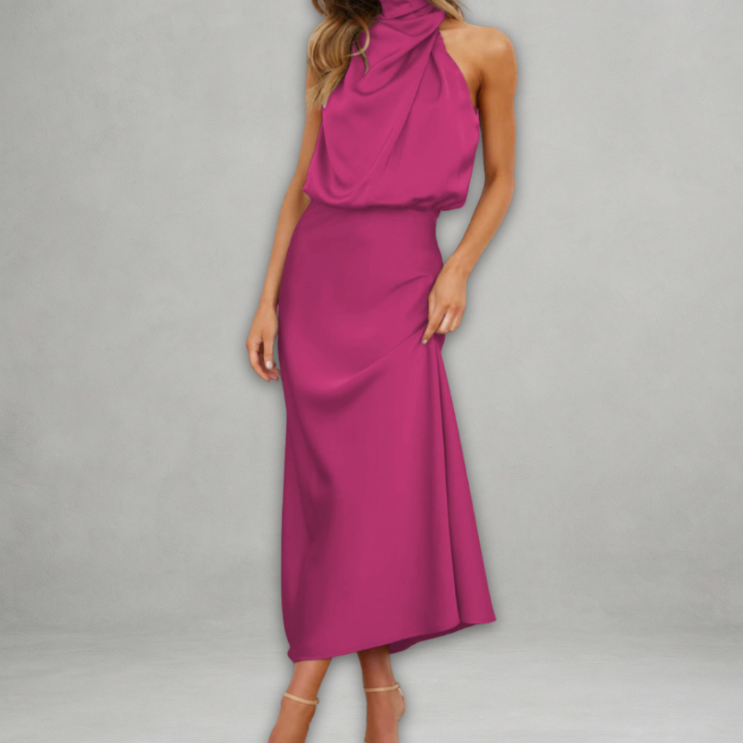 Teresa | Vestito lungo con colletto halter